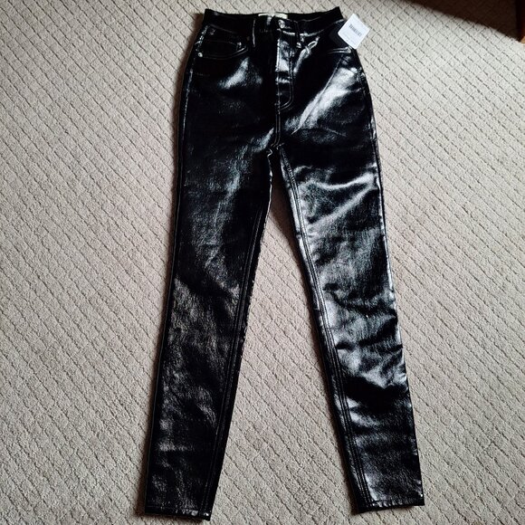 FREE PEOPLE Faux leather Skinny Jeans Size US 0 - Picture 3 of 6